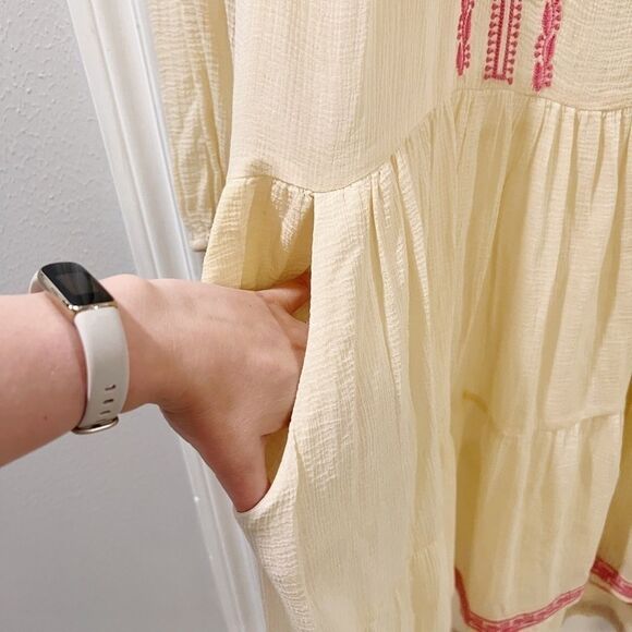 Free People Boho Pink Embroidered High Low Dress SZ XS - Picture 6 of 9